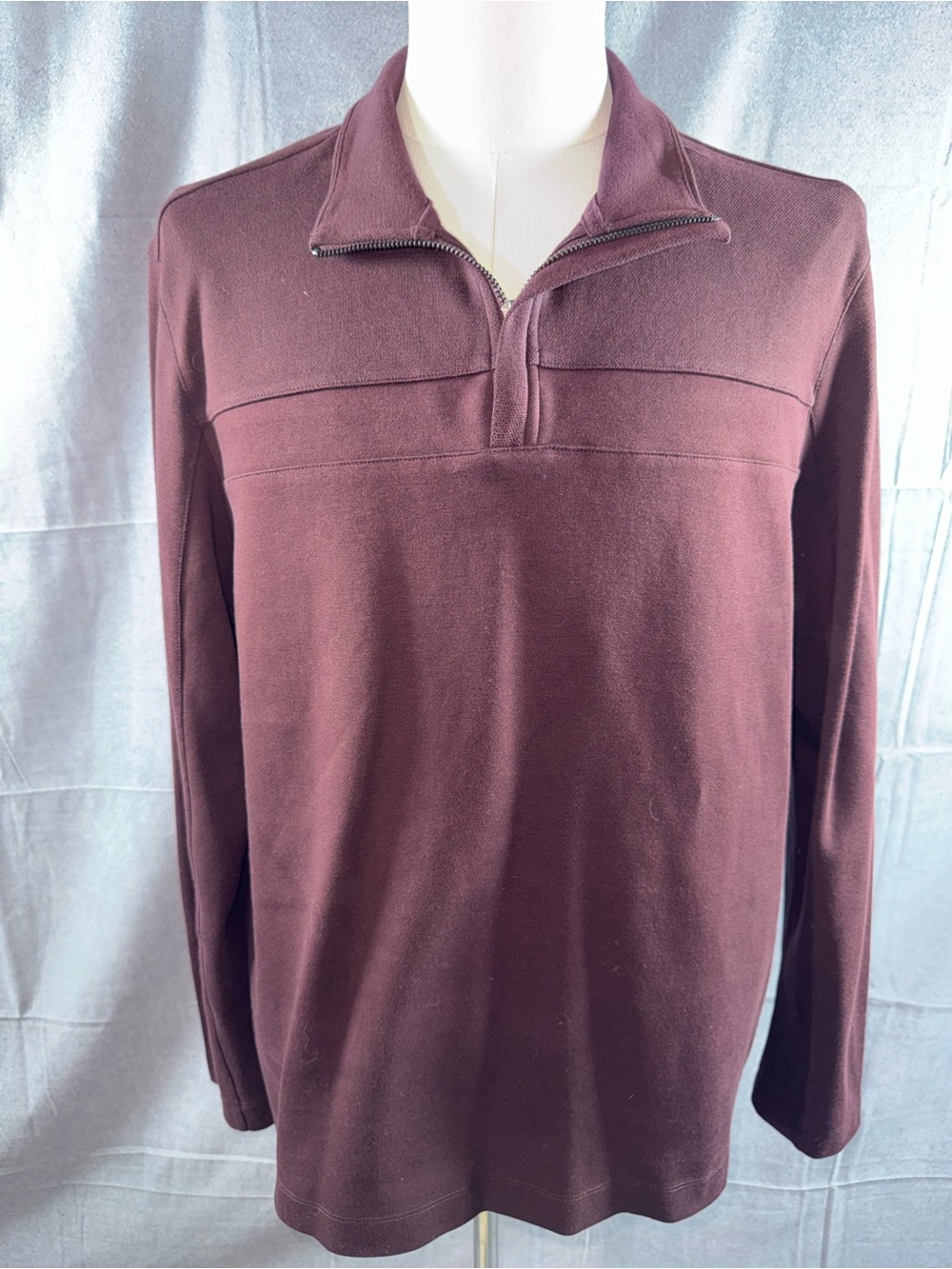 2961-Perry Ellis Men's Zip-Up Sweater — Deep Maroon